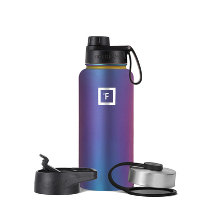 IRON °FLASK 32 oz Stainless Steel Water Bottle – Vacuum Insulated, Leak-Proof, BPA-Free, with 3 Lids (Straw Included)