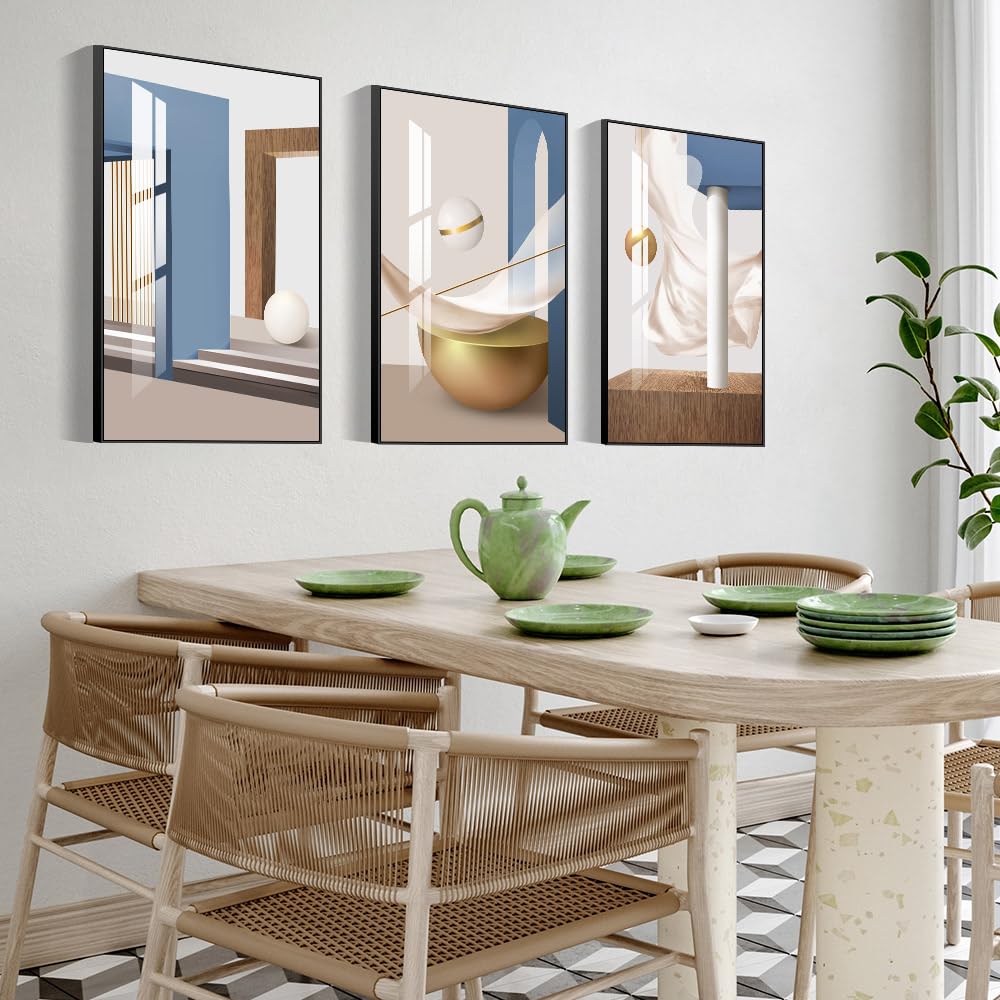 Gerahmtes Wandkunst-Set mit 3 hellen Postern und Drucken, moderne abstrakte ästhetische Bilder als Dekoration für Wohnzimmer, Schlafzimmer, Küche und Büro. Wandkunst-Dekor ist eine tolle Geschenkidee (16" x 24" x 3 Stück) 