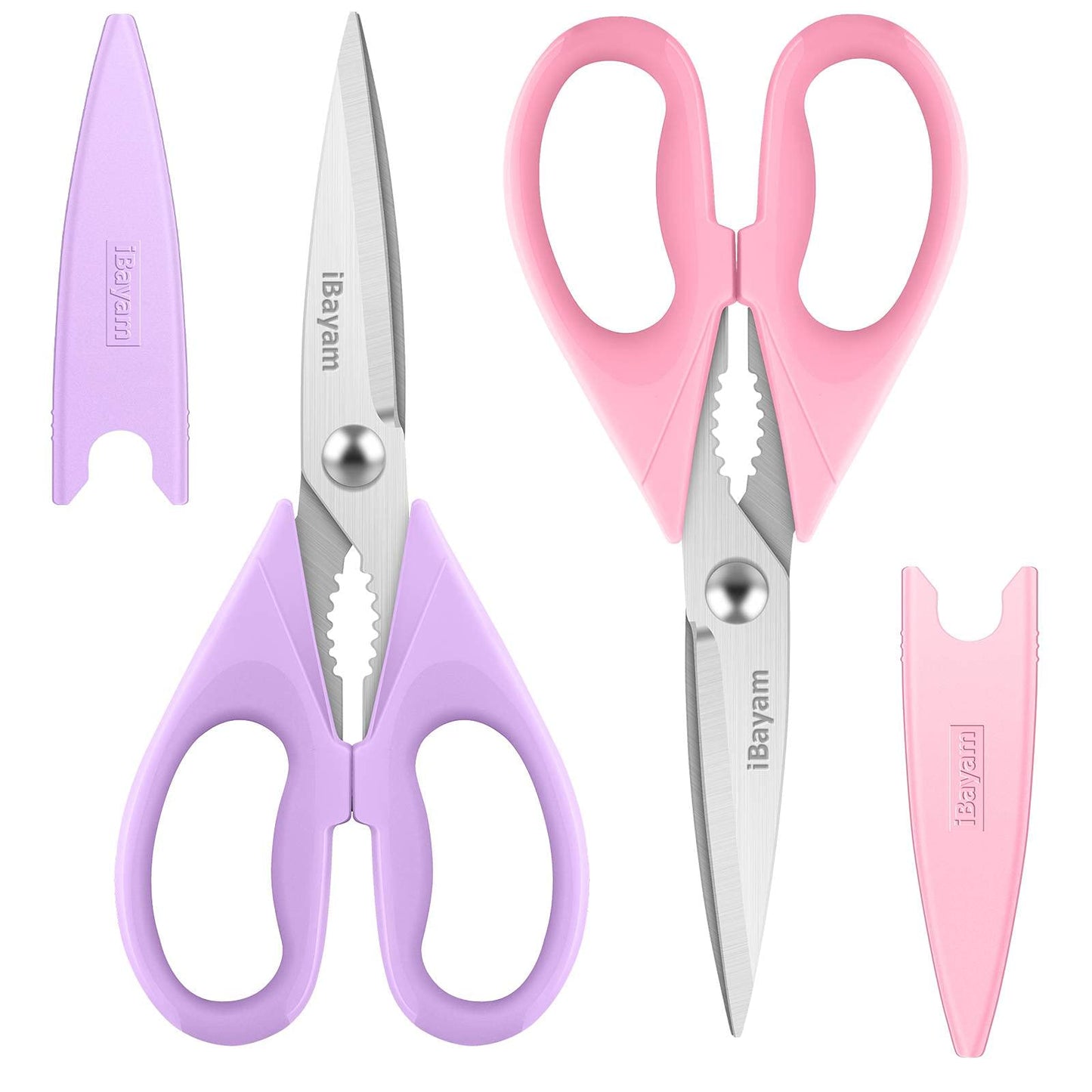 iBayam Kitchen Scissors All Purpose Heavy Duty, Kitchen Cooking Utensils Set, Cooking Gadgets Meat Poultry Shear Dishwasher Safe Food Cooking Scissors Stainless Steel Utility Scissors, Kitchen Gifts