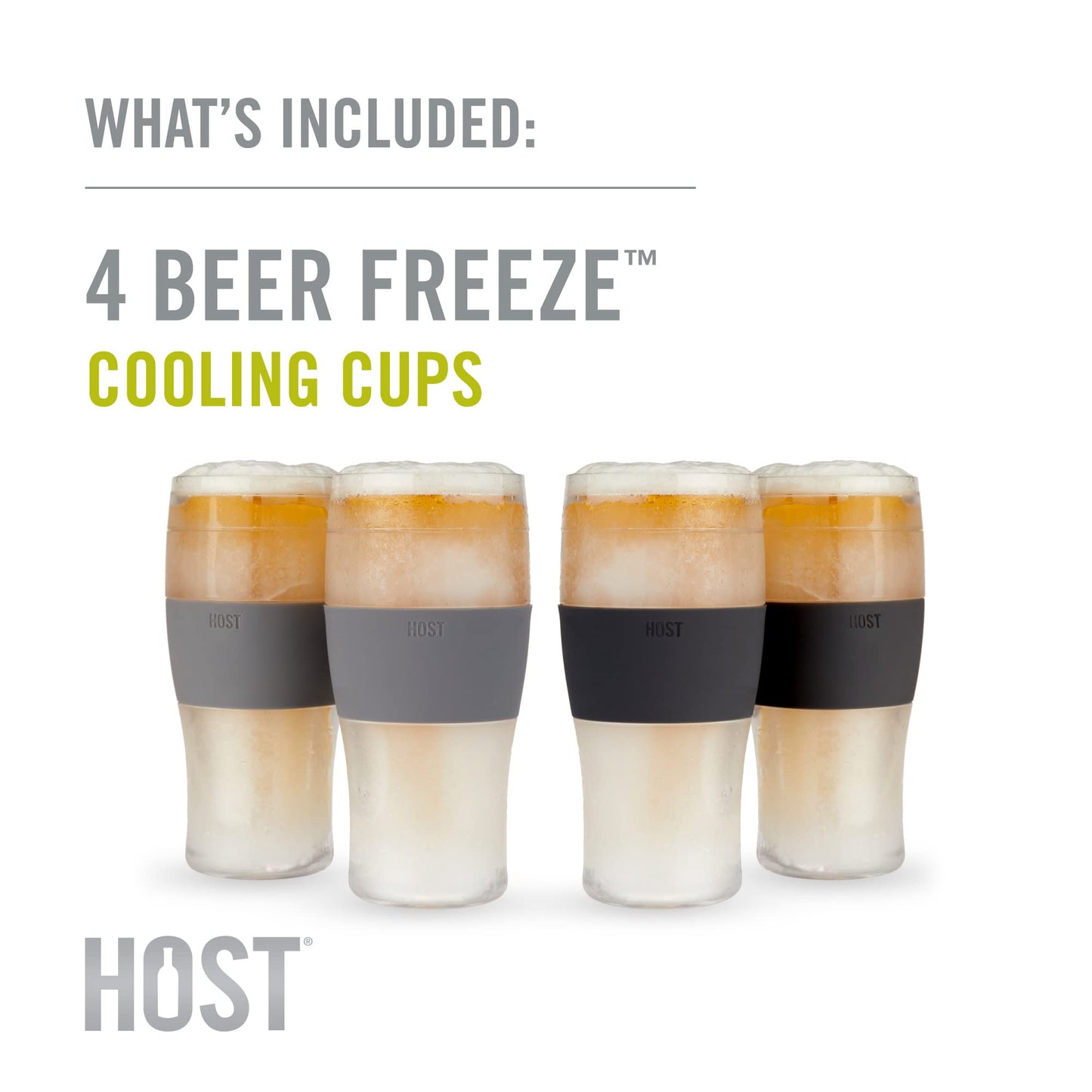 Host Freeze, Tasses congelées, Ensemble de pintes congelables, Bière Gardez vos boissons au frais, Verres isolés à double paroi, Gobelet pour café glacé, 16 oz, Lot de 2, Noir 