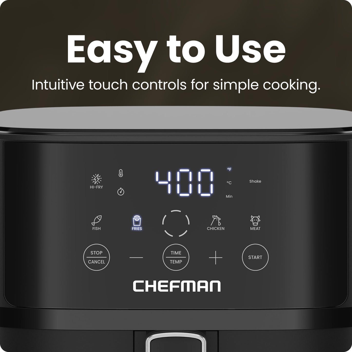 Chefman 6-Quart Air Fryer | Hi-Fry Extra Crisp, Easy-View Window, Touch Controls, 4 Presets, Nonstick Dishwasher-Safe Basket – Black