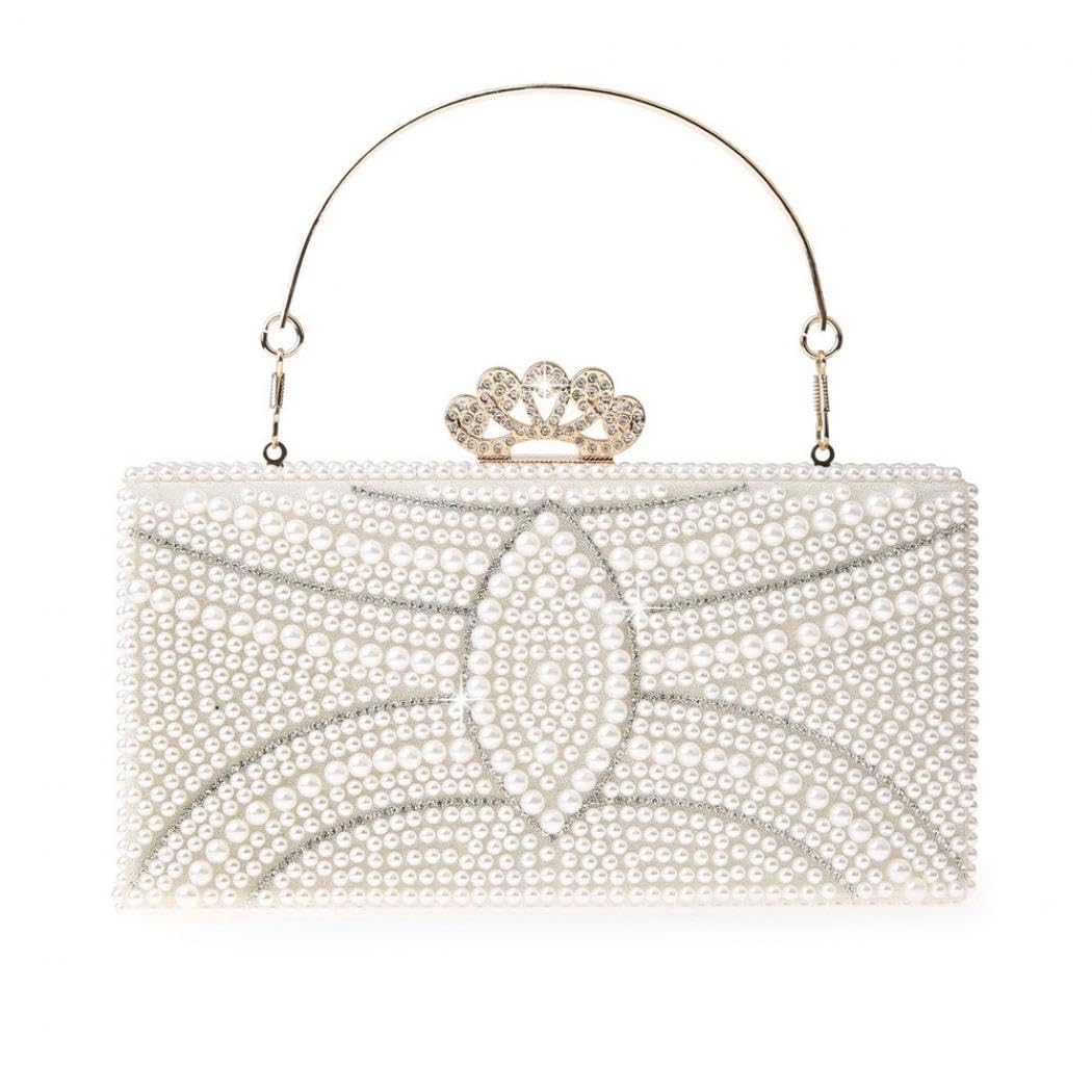 jessie Evening Bags and Clutches, Women's Beaded Evening Handbags Cocktail Prom Bridal Pearl Clutch Purses for Women Wedding