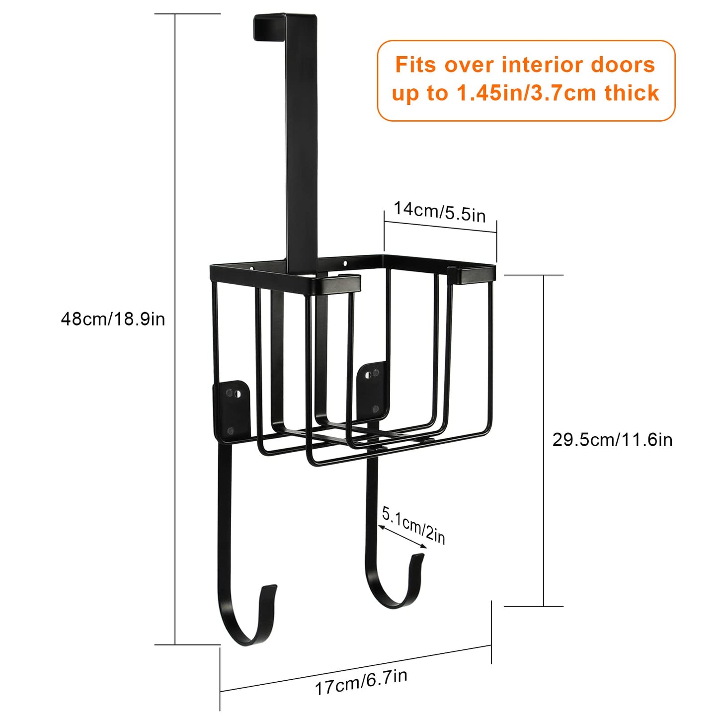 ORLESS Support de planche à repasser à fixer au mur ou sur une porte, support de rangement pour fer et planche à repasser dans la buanderie, noir 