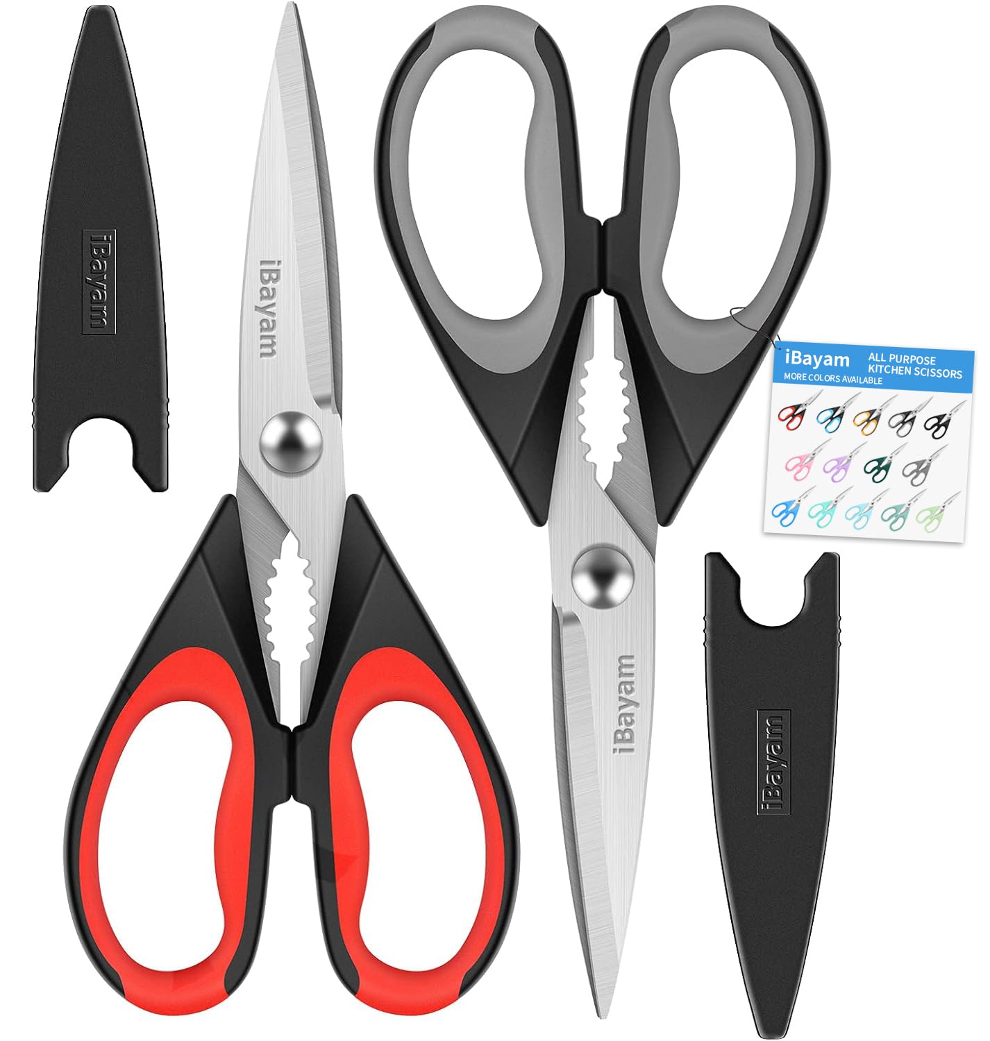 iBayam Kitchen Scissors All Purpose Heavy Duty, Kitchen Cooking Utensils Set, Cooking Gadgets Meat Poultry Shear Dishwasher Safe Food Cooking Scissors Stainless Steel Utility Scissors, Kitchen Gifts