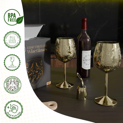 17oz Stainless Steel Wine Glasses [Set of 2]–Royal Goblets