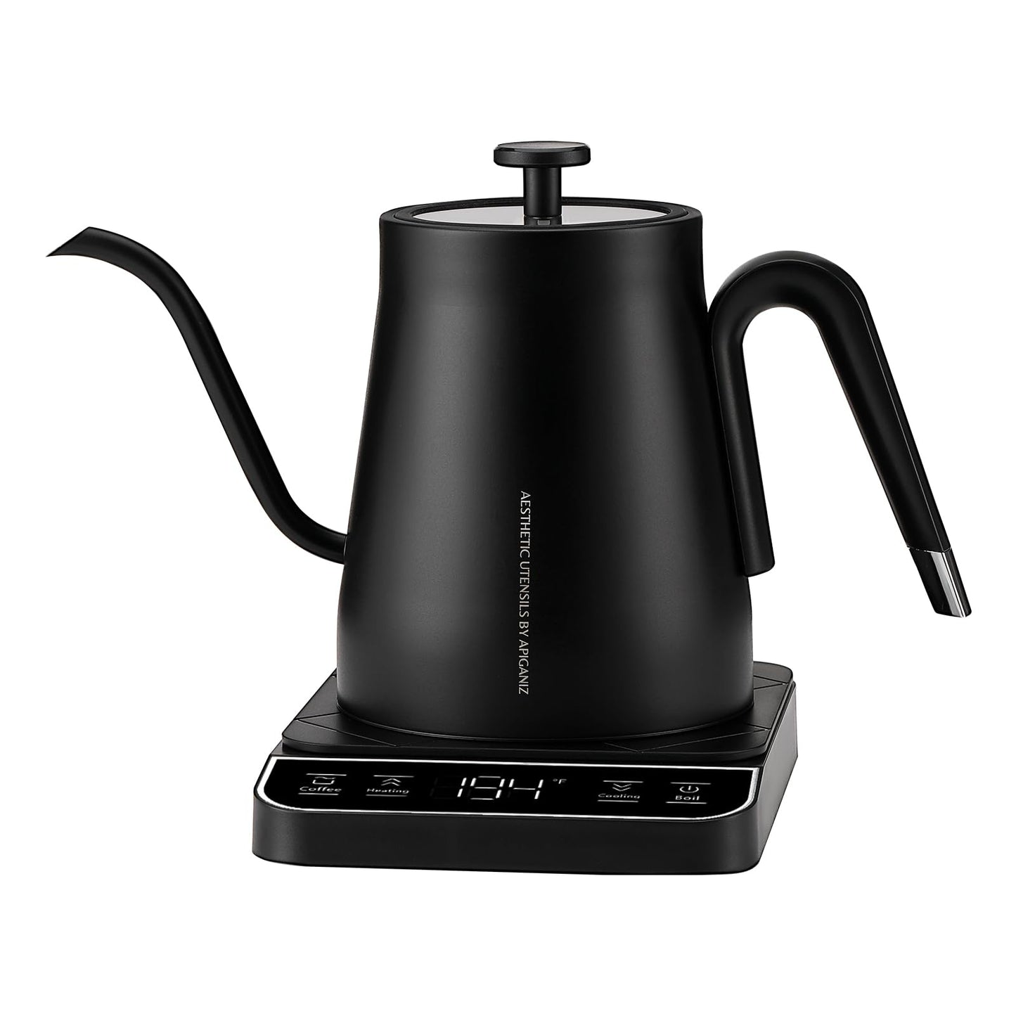 Bouilloire électrique à col de cygne de 27 oz avec contrôle de température de ± 1 ℉, bouilloire à verser pour café et thé, chaudière à eau chaude en acier inoxydable, 1200 W/0,8 L (noir) 