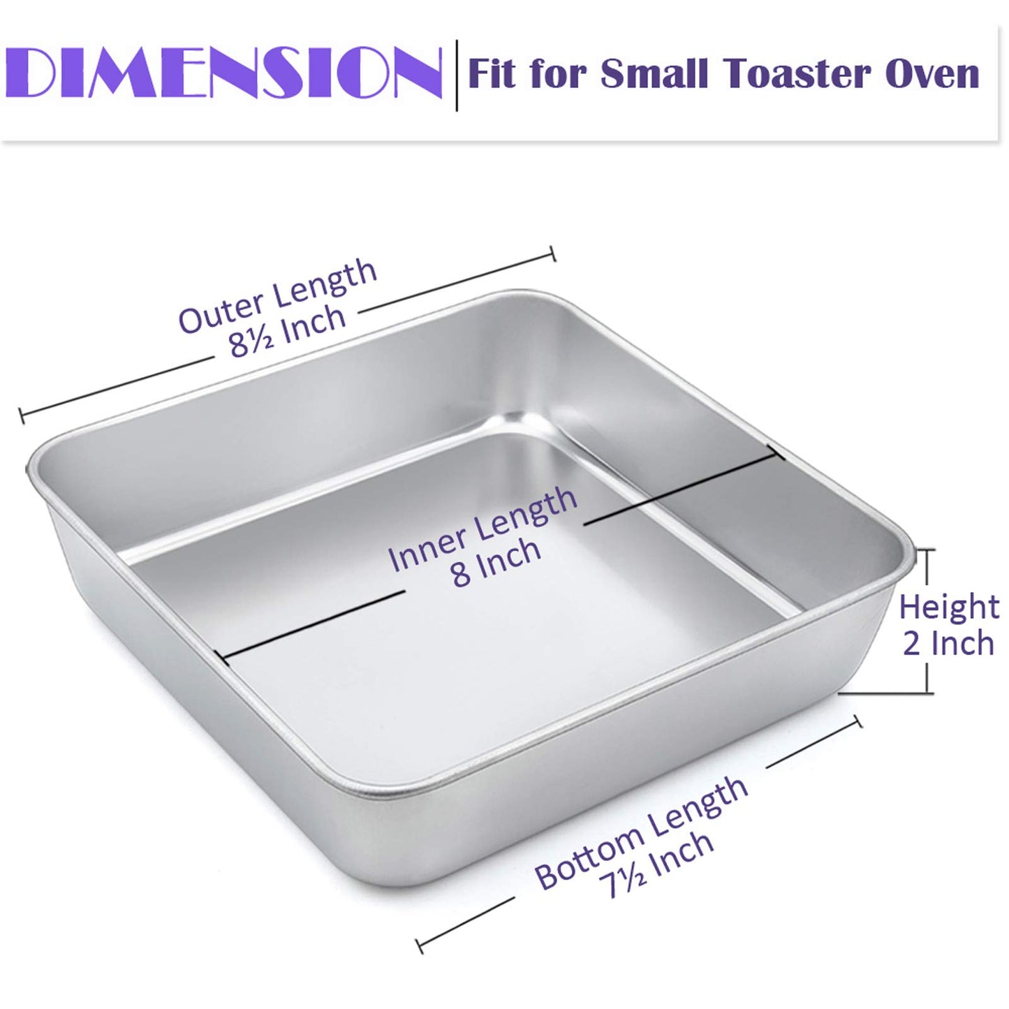 E-far Stainless Steel Baking Pan Set, 6-Piece Metal Bakeware Sets Include Cookie Sheet, Round Square Rectangle Cake Pans, Non-toxic & Dishwasher Safe