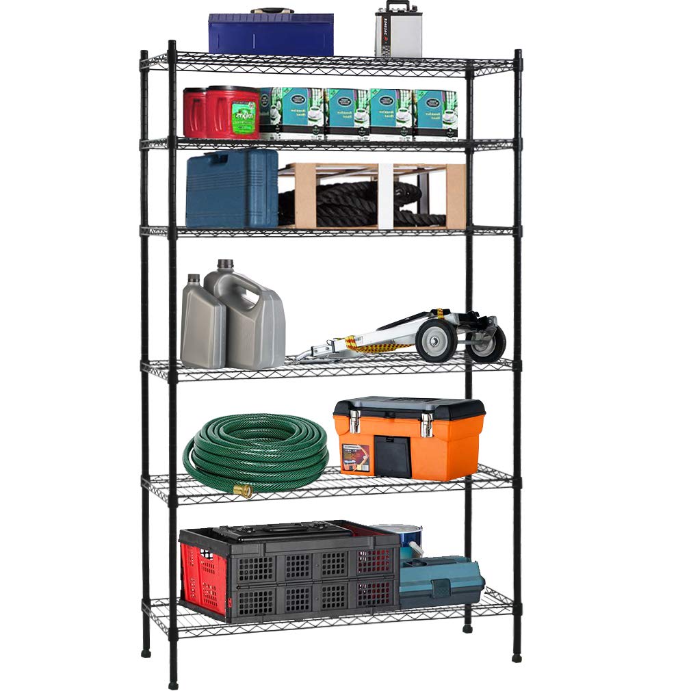 5-Tier Adjustable Heavy Duty Metal Storage Shelves, 250 Capacity Per Shelf, 36" X 14" X 72" Wire Shelving Unit Rack for Garage Closet Pantry, Black