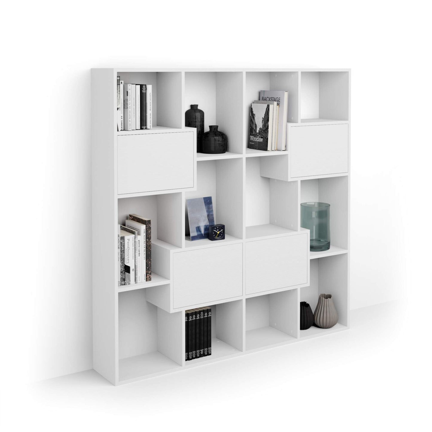 Mobili Fiver, Iacopo XS Bücherregal (63,31 x 31,5 Zoll), rustikale Eiche, Aufbewahrungsbücherregal, modernes Bücherregal für Wohnzimmer, Büro, italienische Möbel 