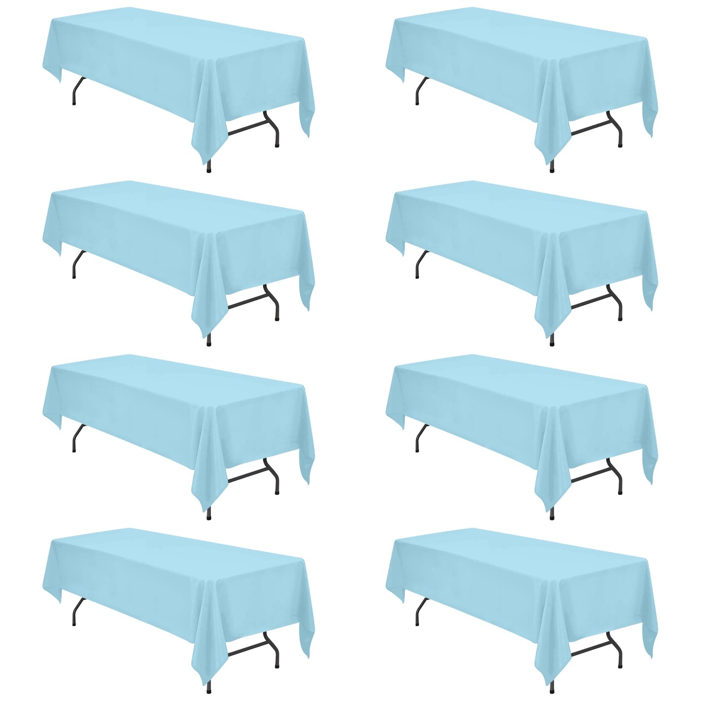 BRILLMAX Lot de 6 nappes bleu marine pour tables rectangulaires de 8 pieds 60 x 126 pouces - Tissu en polyester rectangulaire en vrac de 8 pieds lavable pour réception de mariage, banquet, fête, buffet, restaurant 