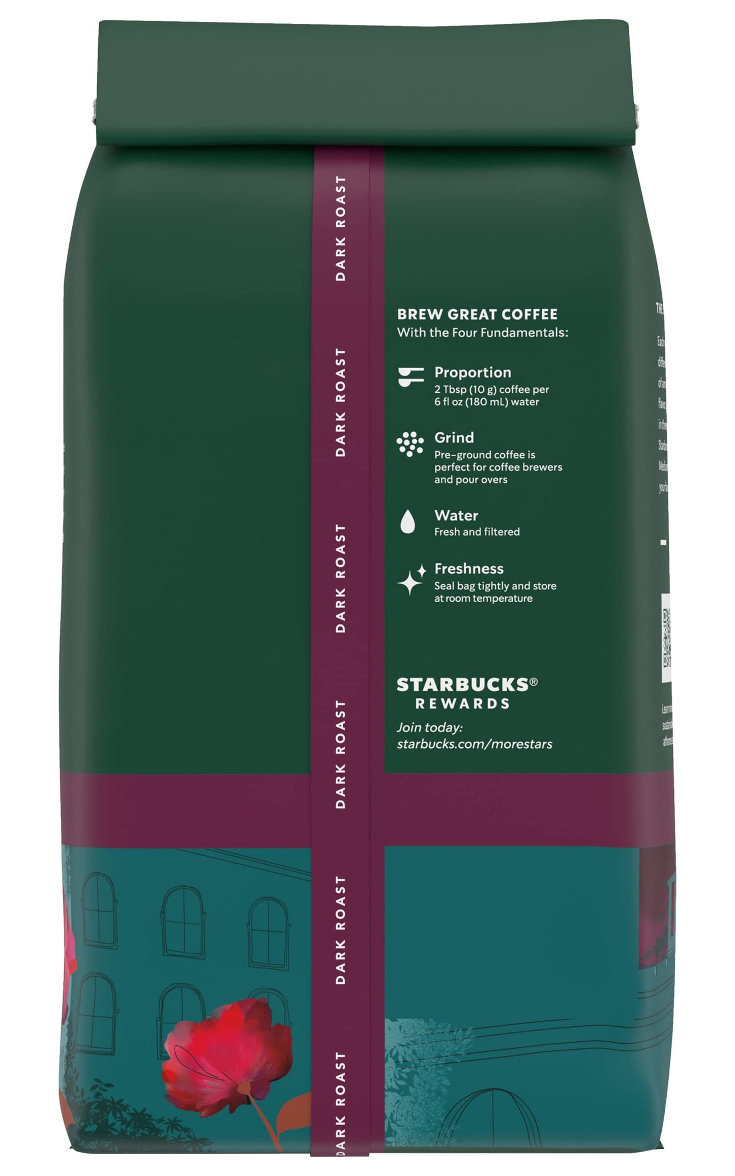 Café moulu Starbucks, café torréfié foncé, torréfaction française, 100 % arabica, 1 sac (28 oz) 