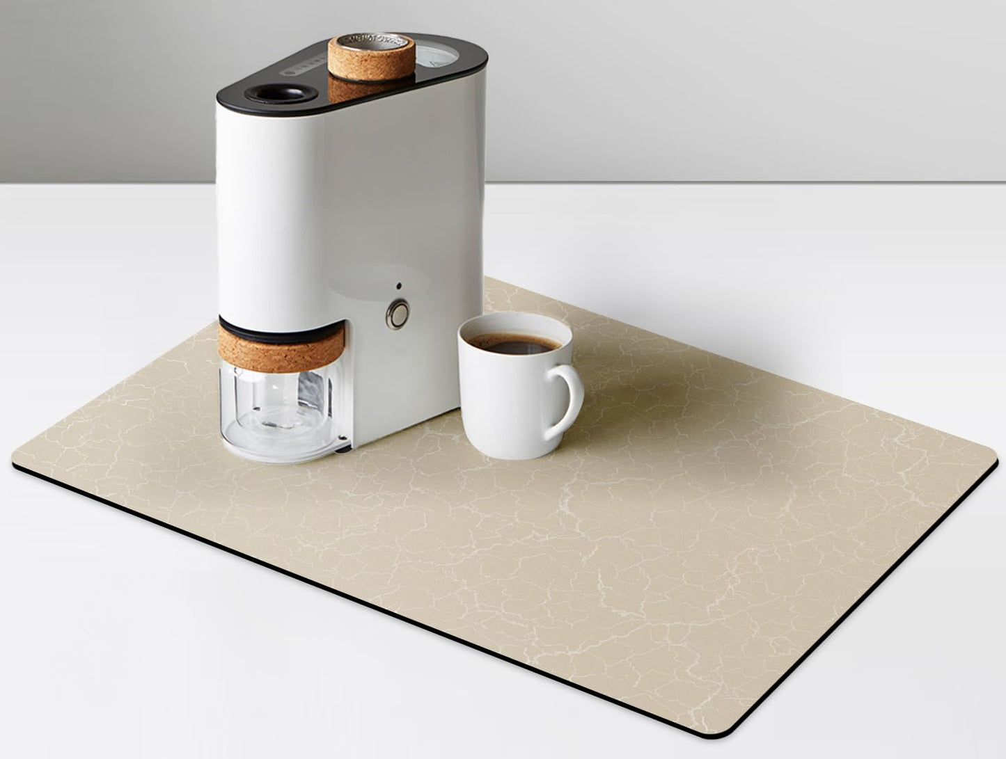 Coffee Maker Mat for Countertops, Coffee Bar Accessories Fit Under Coffee Machine Mat, 19"x12" Rubber Backed Coffee Pots, Table Mat Under Appliance, Dish Drying Mat, Marble Gray for Kitchen Counter