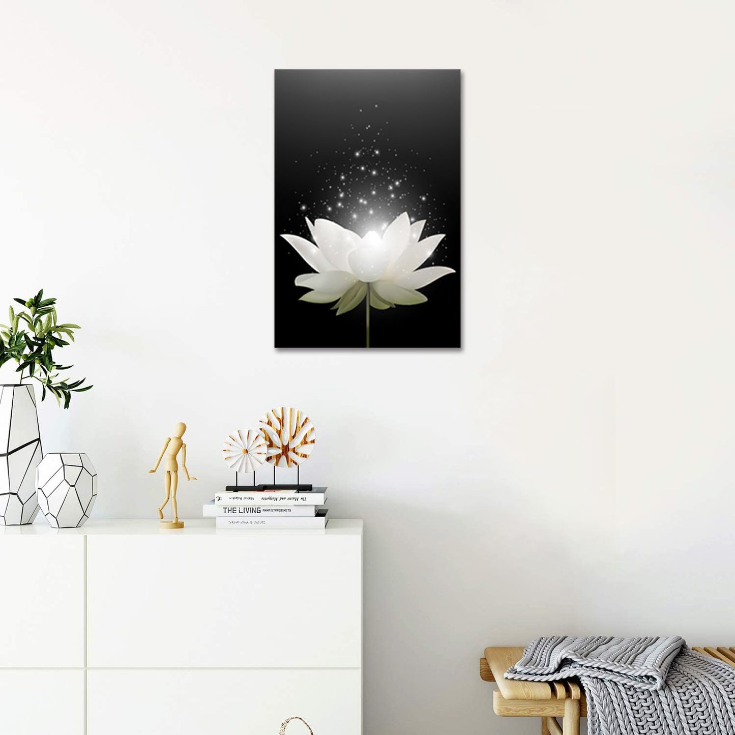 Canvas Prints Art Lotus Floral Pictures Wall Art for Zen Office Decor Meditation Poster Modern Artwork Painting Framed Ready to Hang(12x16inch)