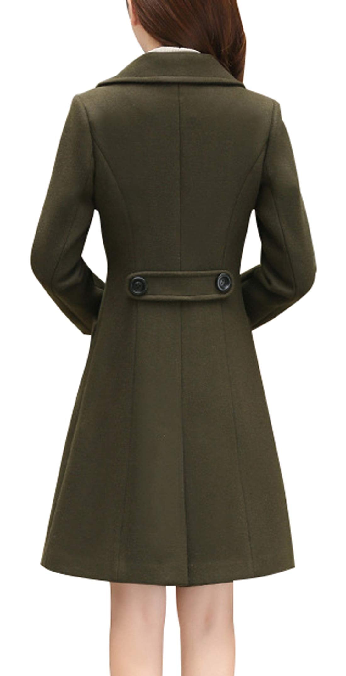 chouyatou Women Elegant Notched Collar Double Breasted Wool Blend Over Coat