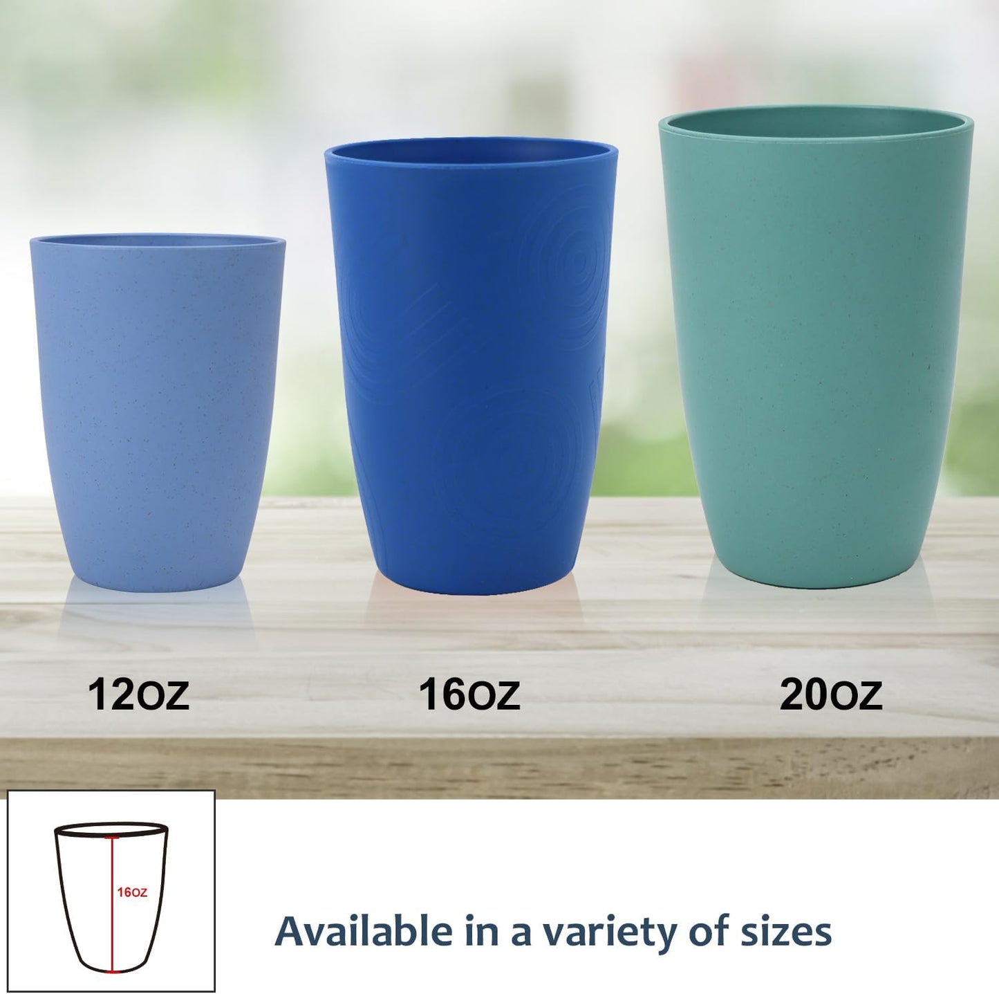 Homienly Wheat Straw Cups Plastic Cups Unbreakable Drinking Cup Reusable Dishwasher Safe Water Glasses Plastic Stackable Water Tumblers in Multi color(20 OZ 8 PCS)