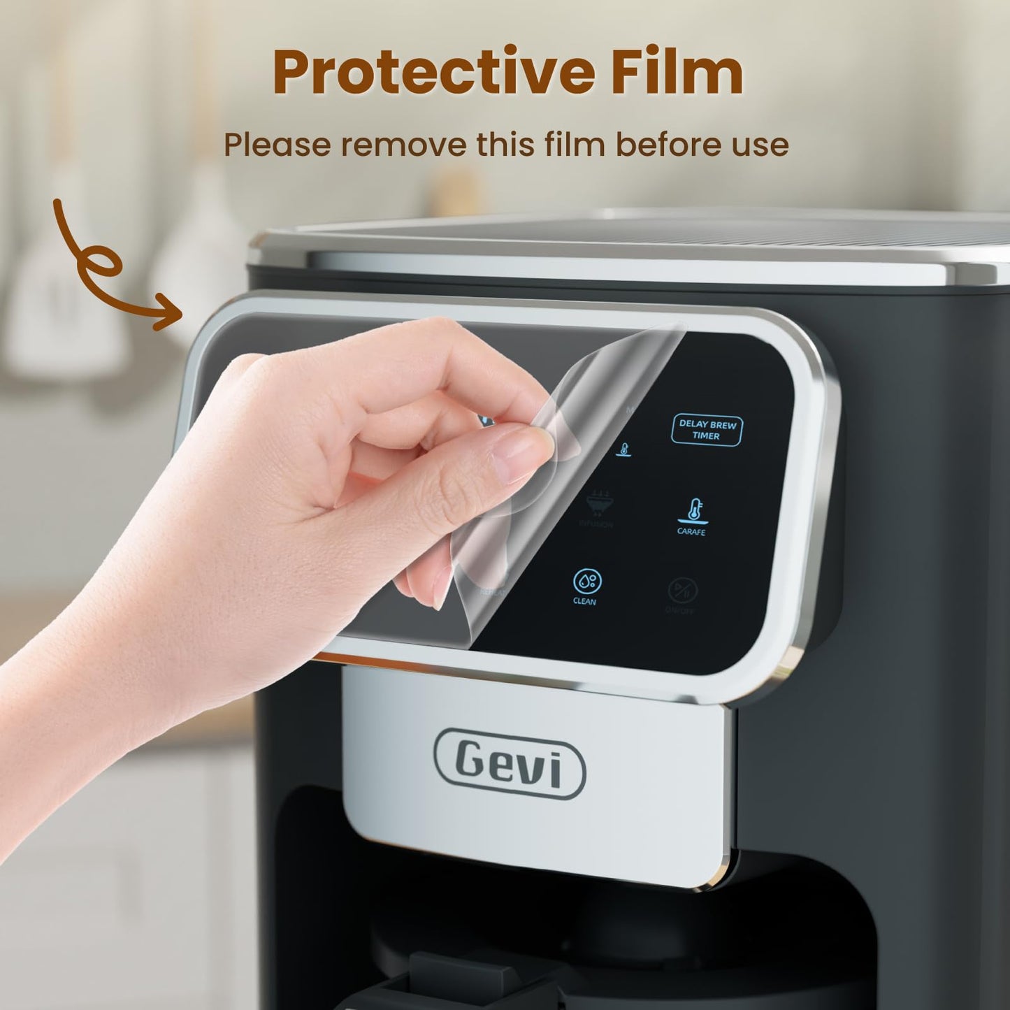 Cafetière à filtre programmable Gevi 12 tasses avec écran tactile, infusion rapide et puissante, arrêt automatique, plaque de maintien au chaud pendant 4 heures, option café glacé, système anti-goutte, filtre permanent 