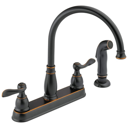 Windemere Chrome Kitchen Faucet with Side Sprayer, Traditional 4 Hole Kitchen Sink Faucet, Two-Handle, 21996LF