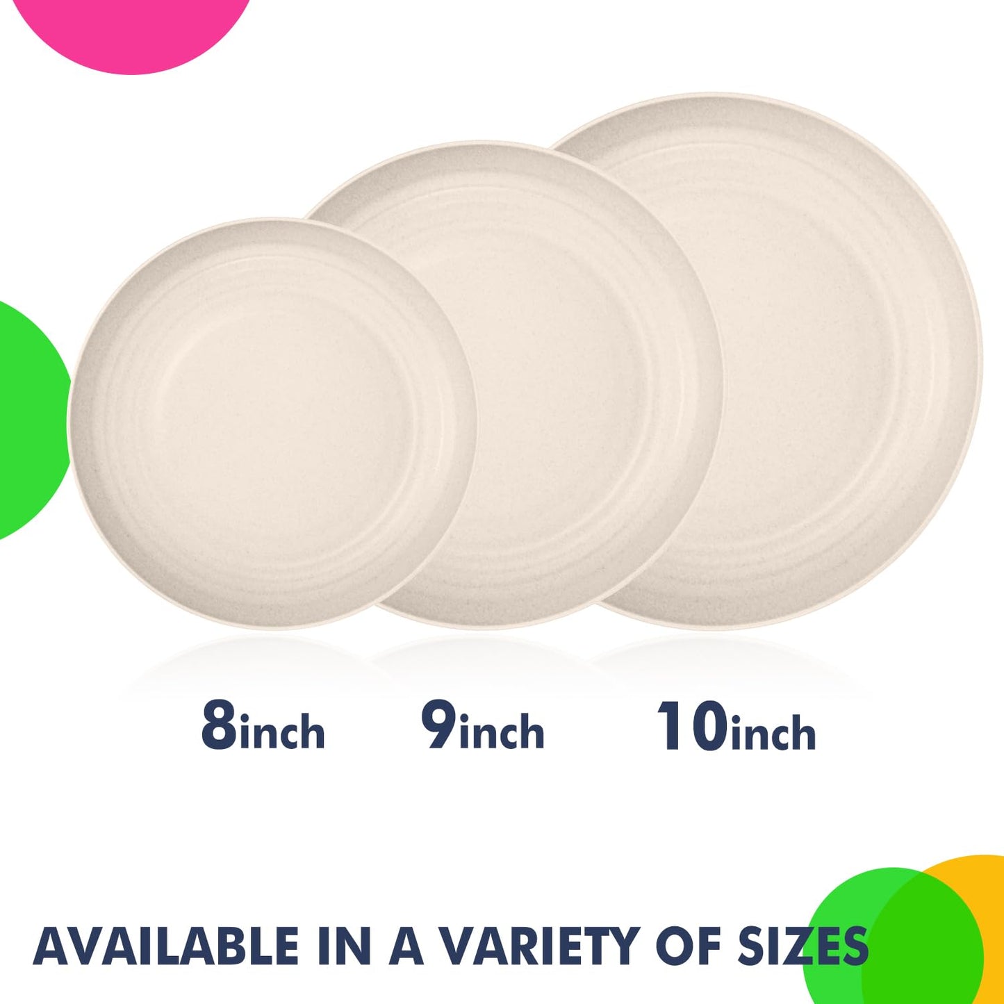 Homienly Wheat Straw Dinner Plates – Unbreakable set of 8