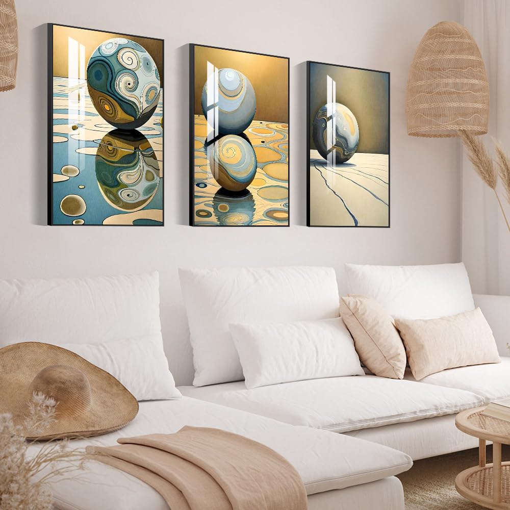 Gerahmtes Wandkunst-Set mit 3 hellen Postern und Drucken, moderne abstrakte ästhetische Bilder als Dekoration für Wohnzimmer, Schlafzimmer, Küche und Büro. Wandkunst-Dekor ist eine tolle Geschenkidee (16" x 24" x 3 Stück) 