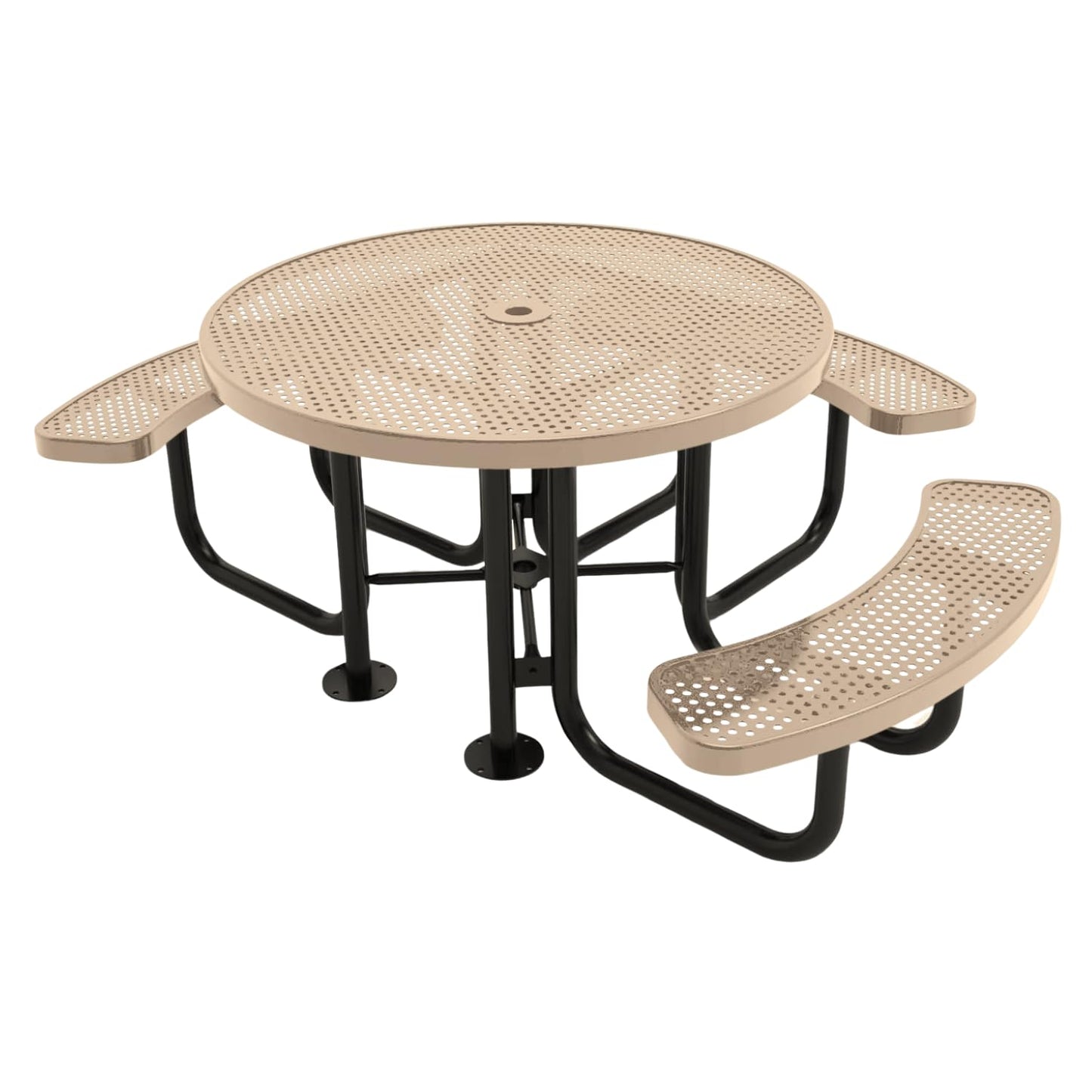 Table de pique-nique d'extérieur portable et robuste avec trou pour parasol, mobilier d'extérieur en métal déployé de qualité commerciale, fabriqué en Amérique (plateau rond de 46 po, bleu clair) 