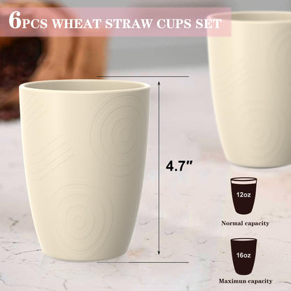 Homienly Wheat Straw Cups – Reusable, Unbreakable, Tumblers, Stackable & Dishwasher Safe