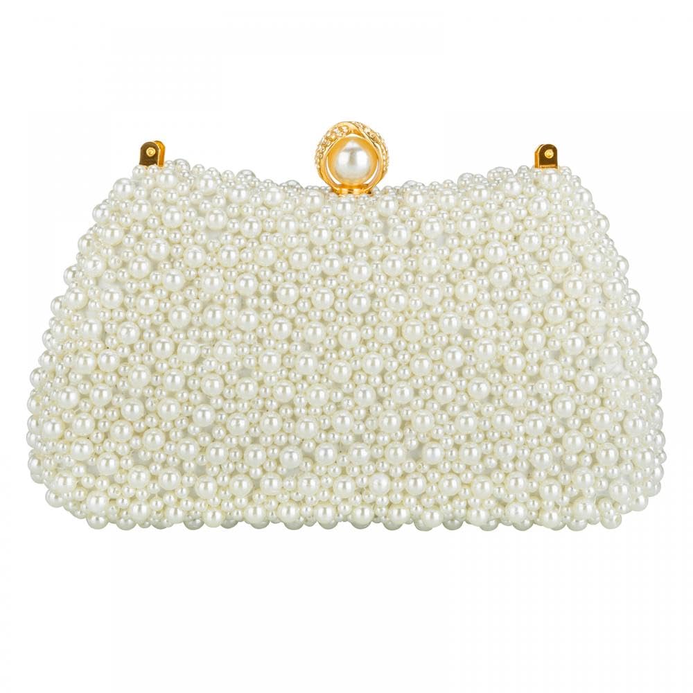 jessie Evening Bags and Clutches, Women's Beaded Evening Handbags Cocktail Prom Bridal Pearl Clutch Purses for Women Wedding