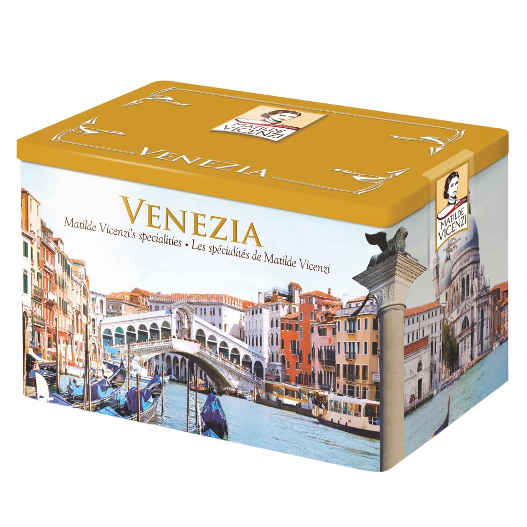 Matilde Vicenzi Roma Cookie Tin - Italian Pastries & Bakery Cookies in Individually Wrapped Trays - Bakery Dessert Gifts - Puff Pastry, Assorted Cookies in Italian Design Gift Tin 32oz (907g)