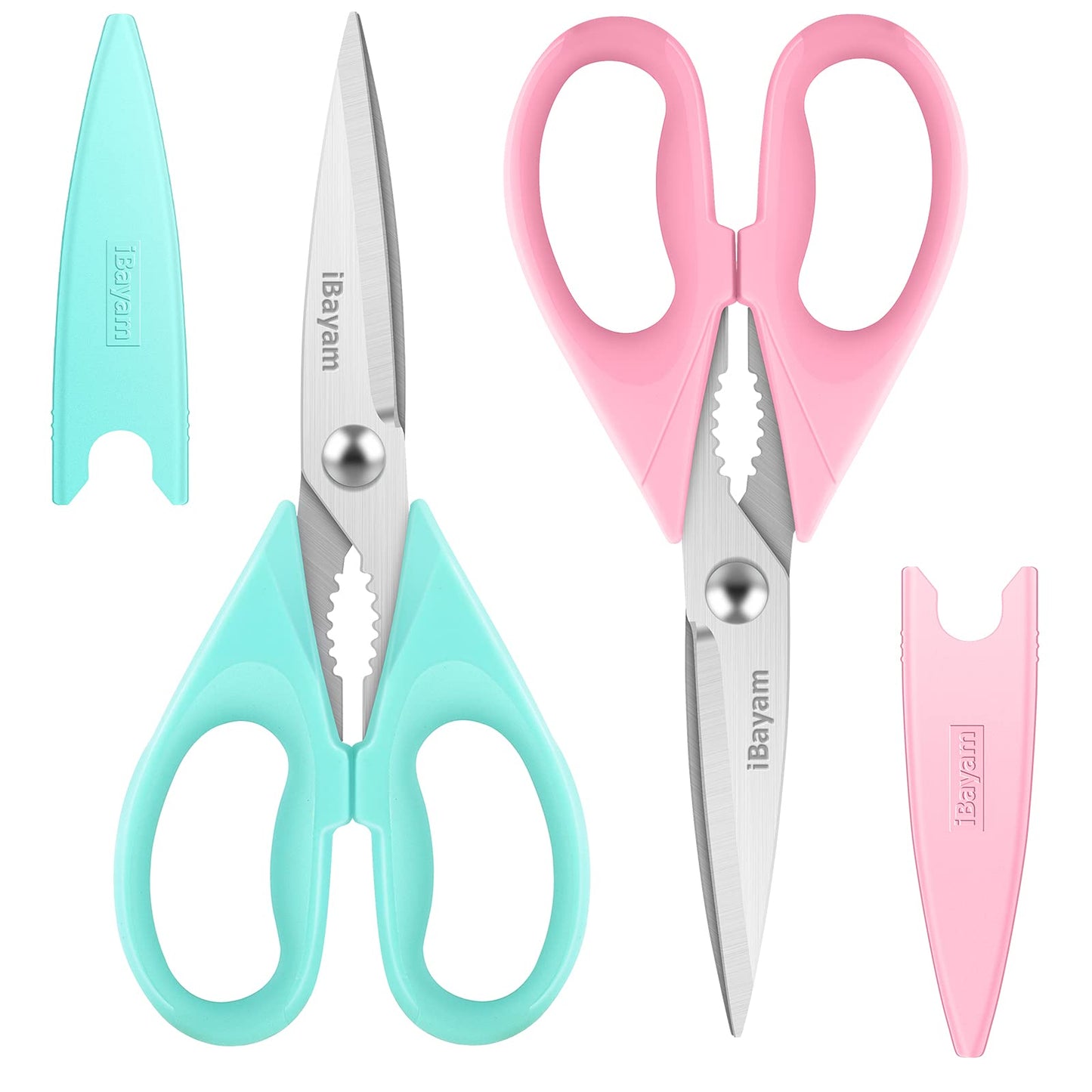 iBayam Kitchen Scissors All Purpose Heavy Duty, Kitchen Cooking Utensils Set, Cooking Gadgets Meat Poultry Shear Dishwasher Safe Food Cooking Scissors Stainless Steel Utility Scissors, Kitchen Gifts