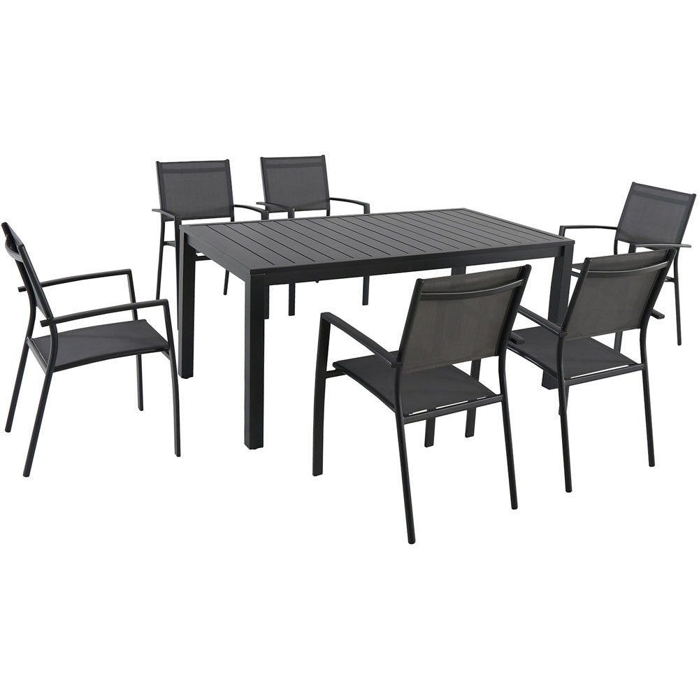 Hanover Naples 11-Piece Patio Dining Set with Rust Resistant Aluminum 40" x 118" Expanding Rectangular Dining Table w/ 10 High-Back Stackable Sling Chairs, Weather-Resistant Outdoor Dining Set for 10