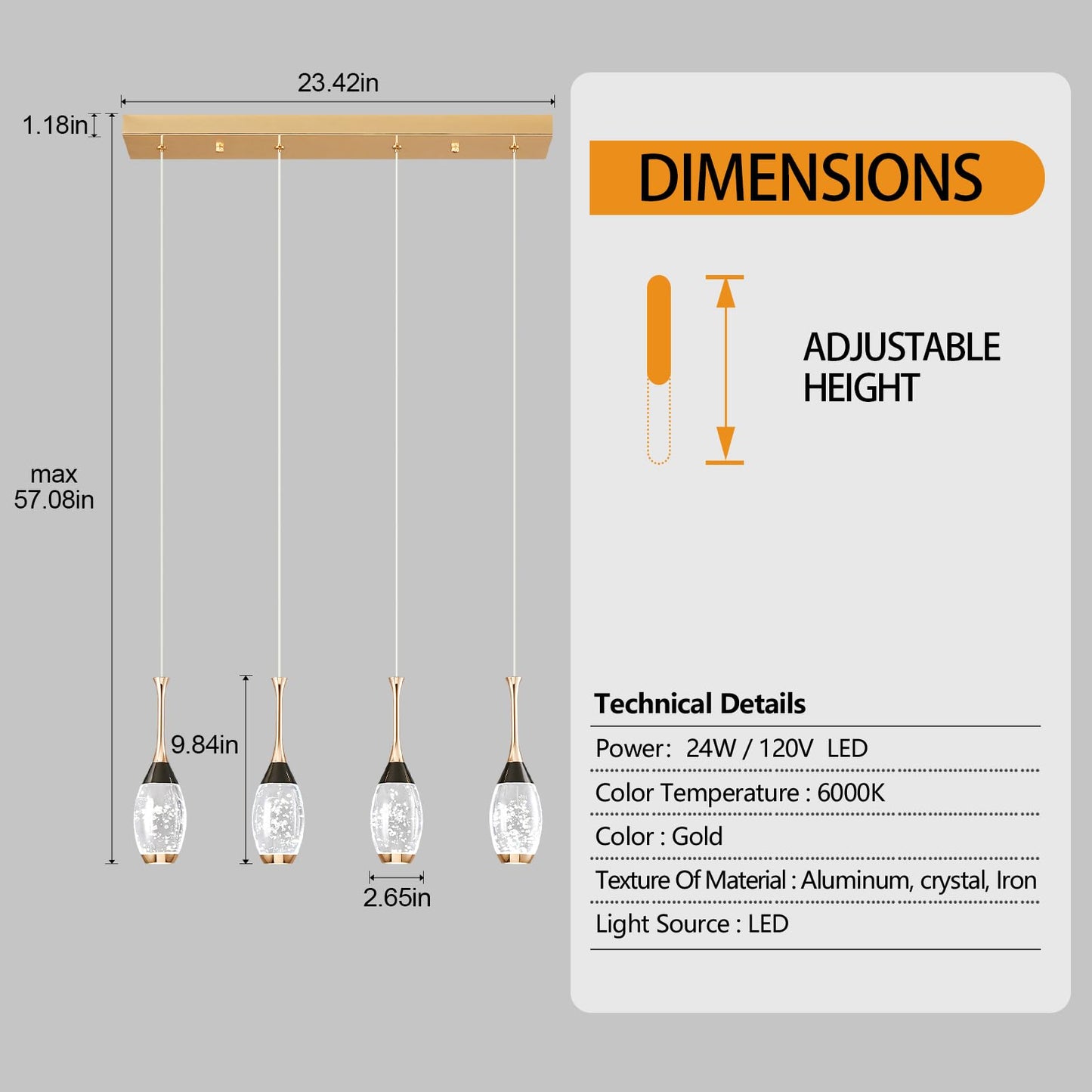 Moderne Pendelleuchte in Schwarzgold, dimmbare LED-Deckenleuchte, Mini-Pendelleuchte in Tropfenform aus Kristall für Kücheninsel, Schlafzimmer, Flur, Eingangsbereich (3er-Pack) 