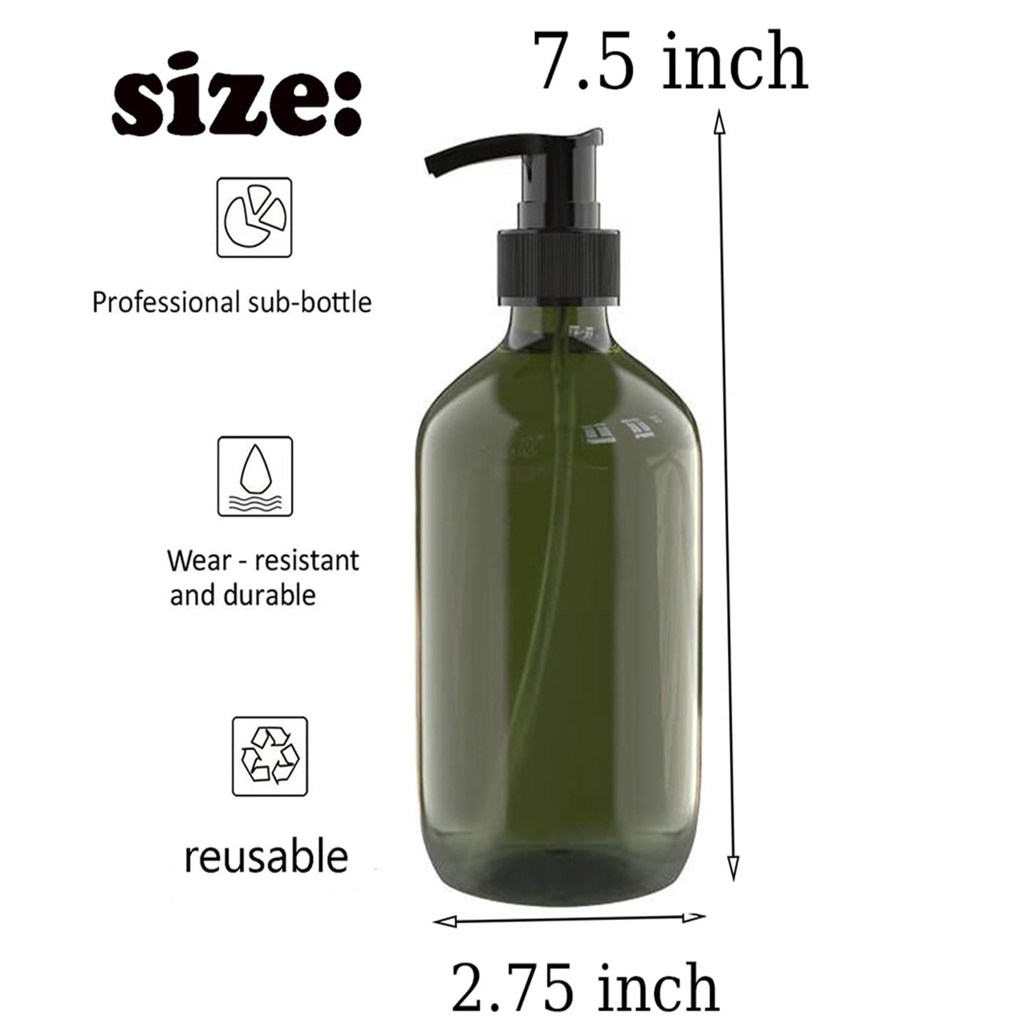 2 PCS 10 OZ Pump Bottle Plastic Pump Lotion Dispenser Empty Bottles for Shampoo Lotion Body Wash, Multicolor