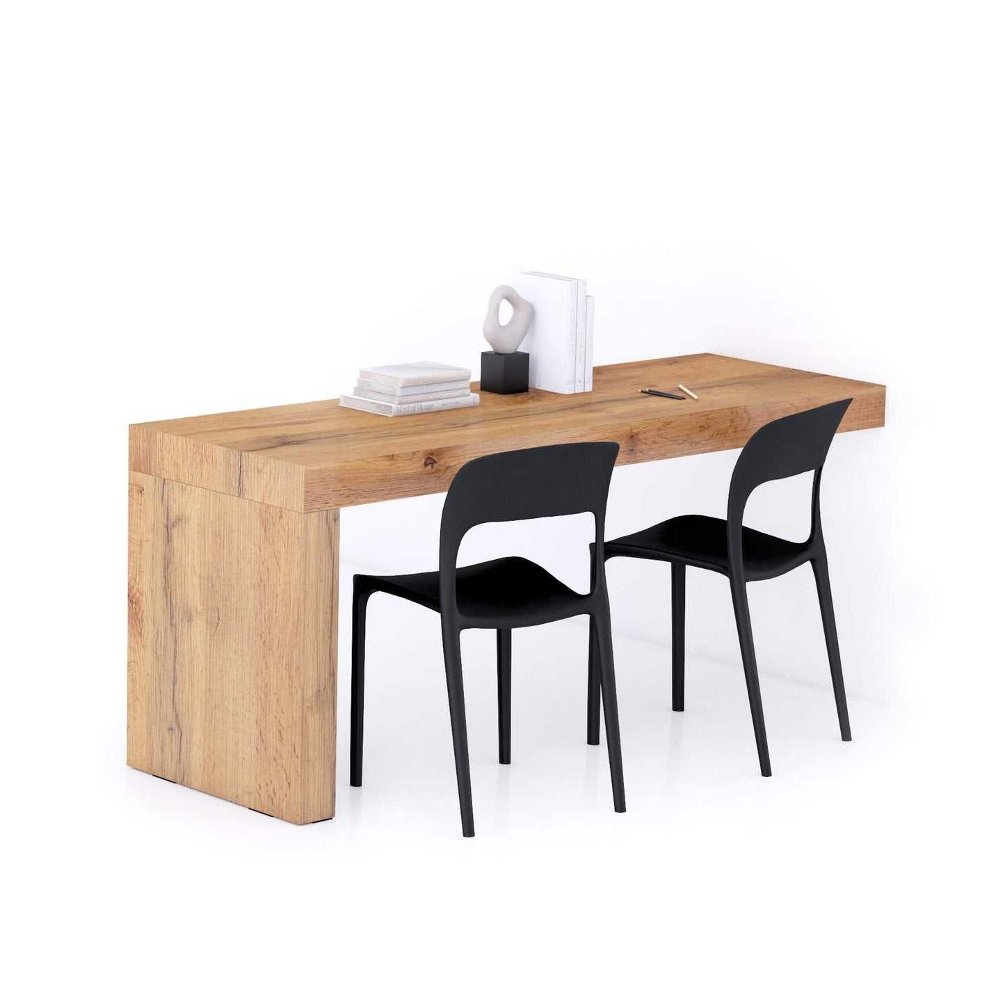 Mobili Fiver, Bureau Evolution 70,9 x 23,6 po, Frêne noir avec un pied, finition stratifiée, bureau moderne, bureau d'écriture et d'étude pour chambre à coucher, bureau, meubles italiens 