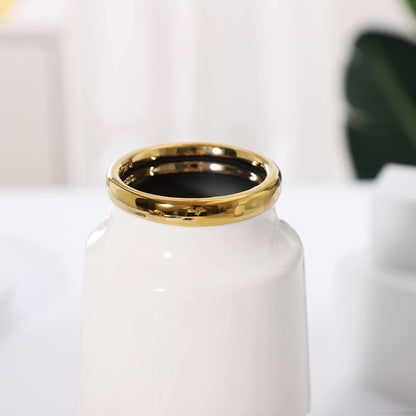 Modern White Ceramic Vase – Wide Mouth Centerpiece