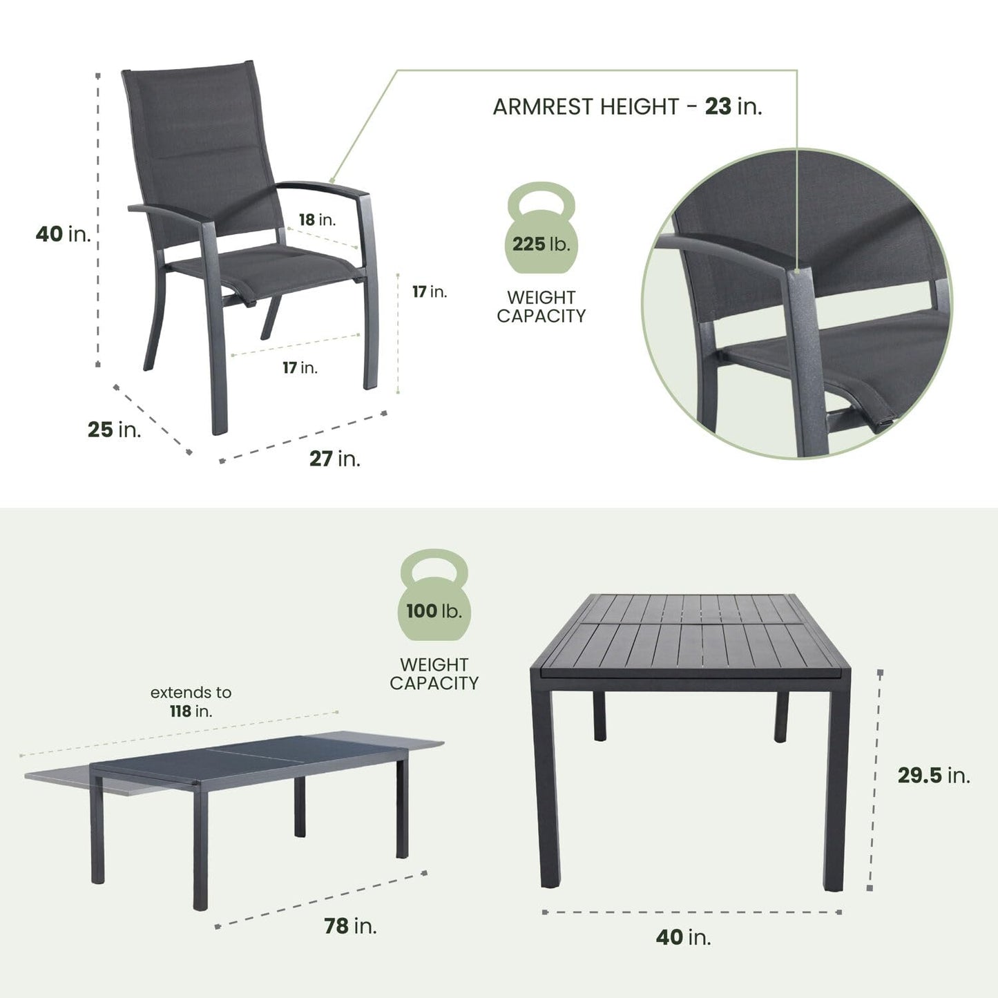 Hanover Naples 11-Piece Patio Dining Set with Rust Resistant Aluminum 40" x 118" Expanding Rectangular Dining Table w/ 10 High-Back Stackable Sling Chairs, Weather-Resistant Outdoor Dining Set for 10