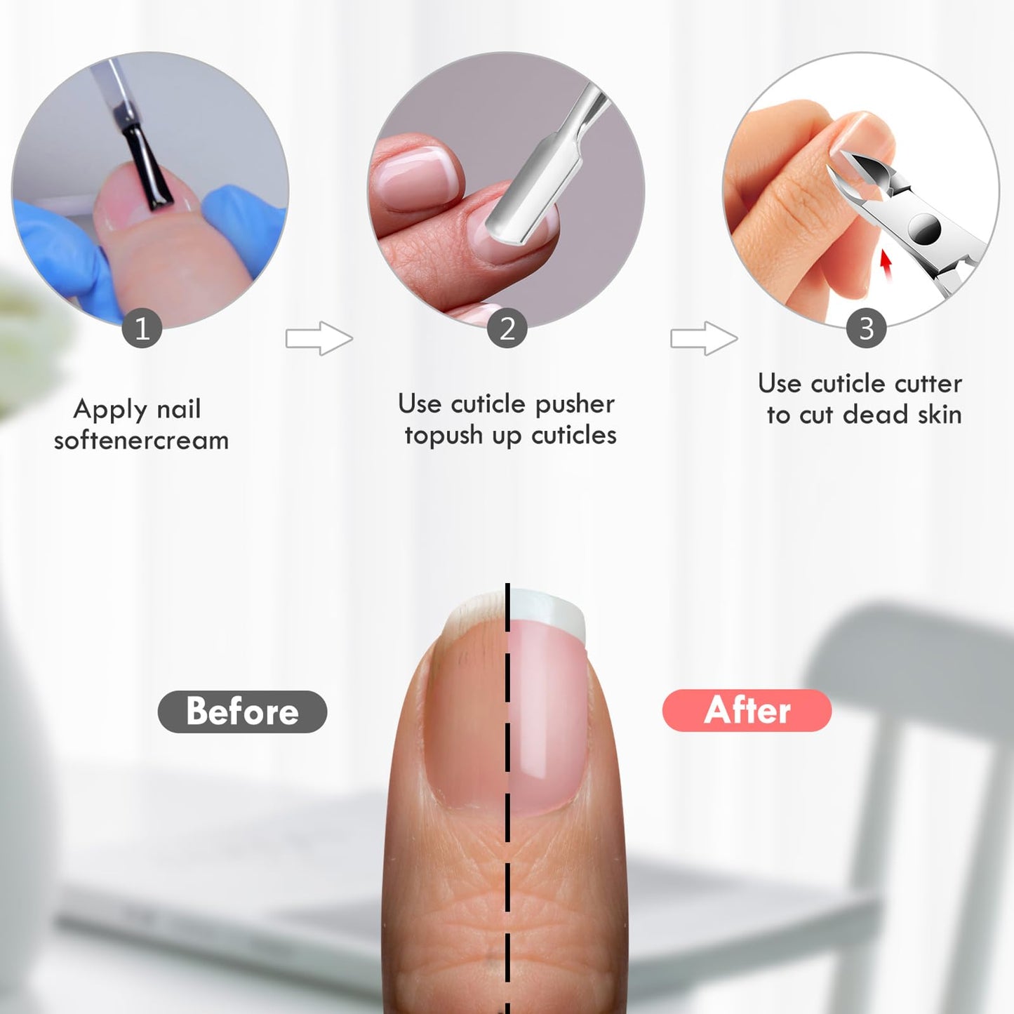 Cuticle Trimmer & Pusher – Professional Stainless Steel Manicure/Pedicure Tool for Nails
