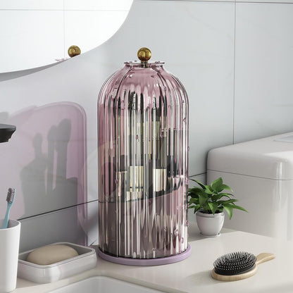 Multi-Use Bathroom Caddy, Dustproof Rotating Organizer with Cover