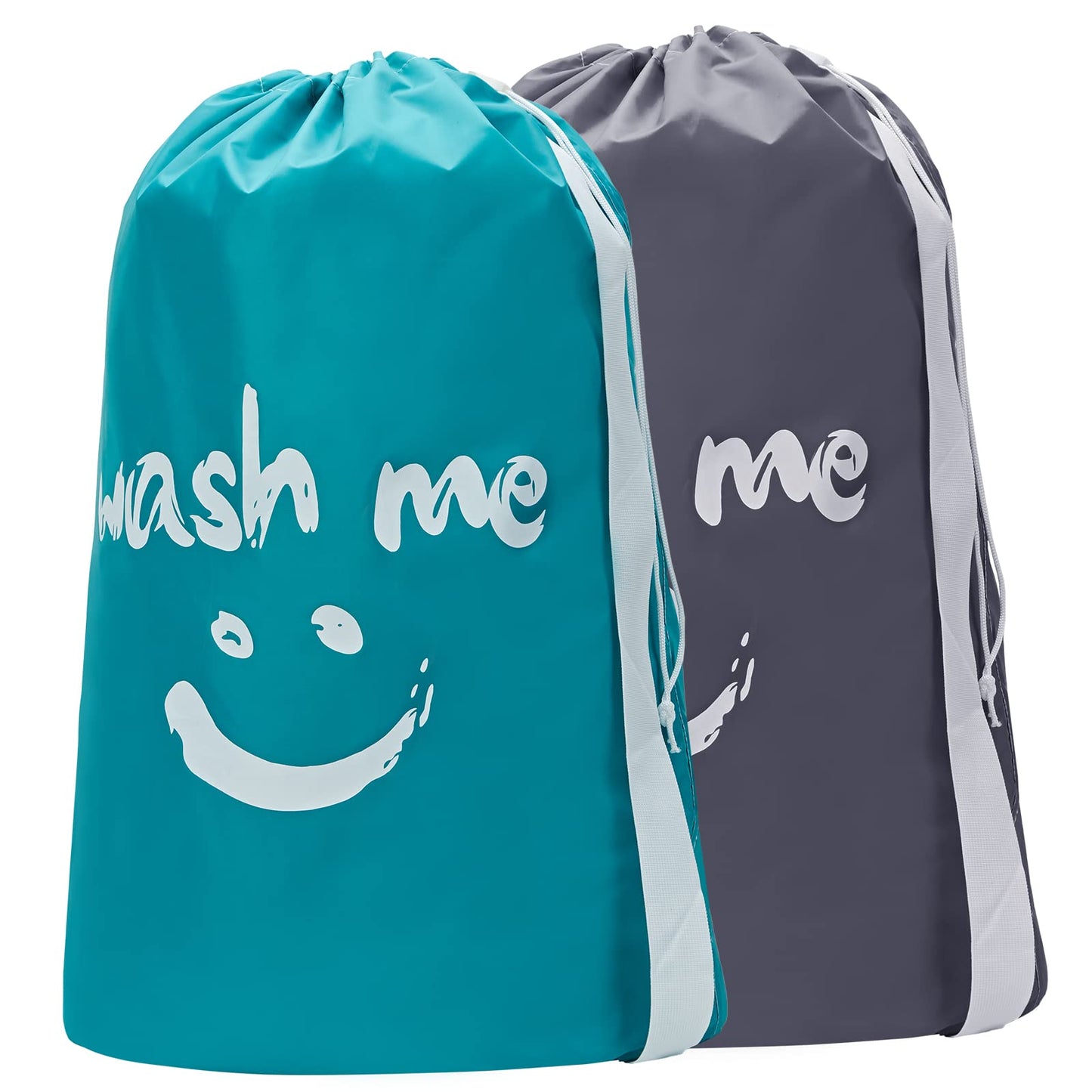 HOMEST 2er-Pack XL-Wäschebeutel „Wash Me“ für unterwegs, Organizer für schmutzige Kleidung, groß genug für 4 Ladungen Wäsche, passt problemlos in einen Wäschekorb oder Wäschekorb 