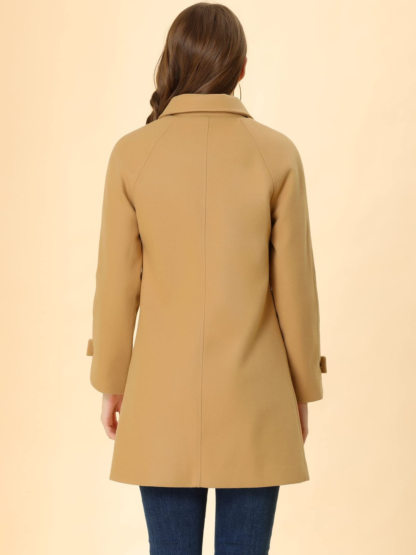 Manteau d'hiver pour femme Allegra K, col Peter Pan, mi-cuisse, coupe trapèze, simple boutonnage