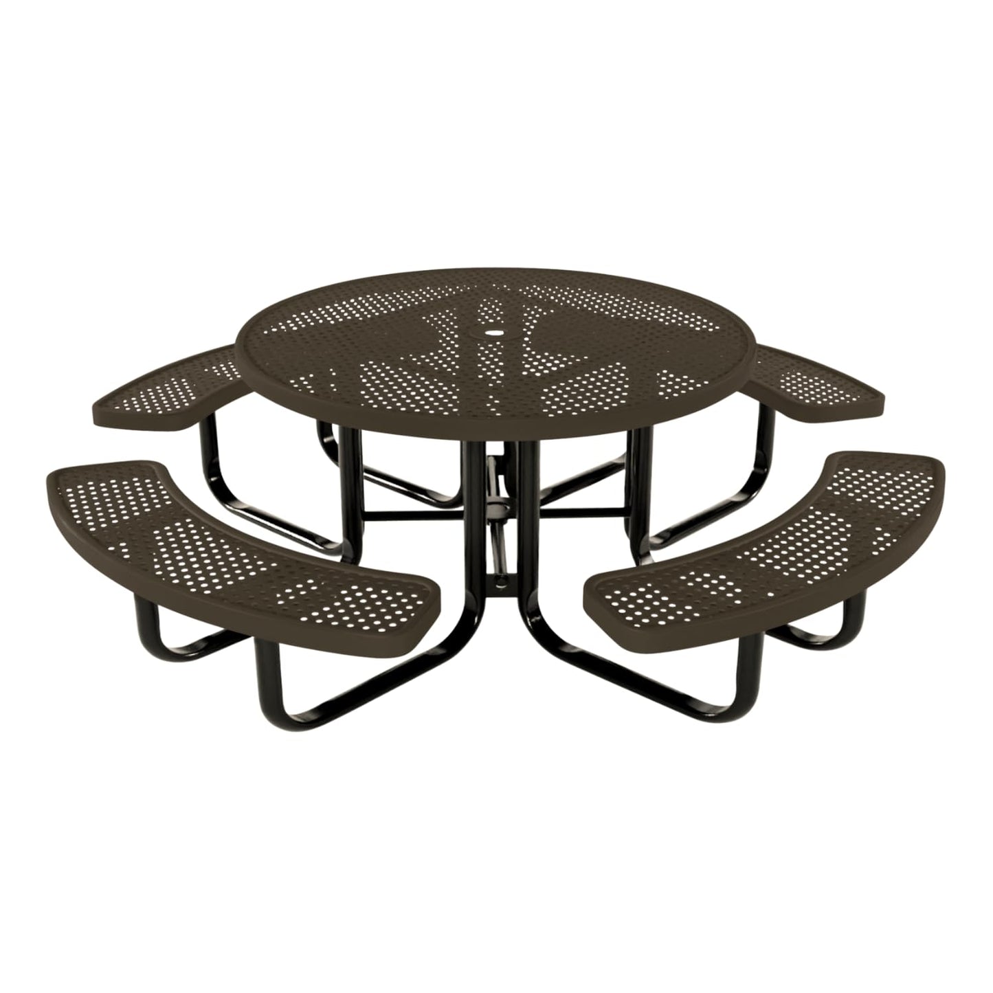 Table de pique-nique d'extérieur portable et robuste avec trou pour parasol, mobilier d'extérieur en métal déployé de qualité commerciale, fabriqué en Amérique (plateau rond de 46 po, bleu clair) 