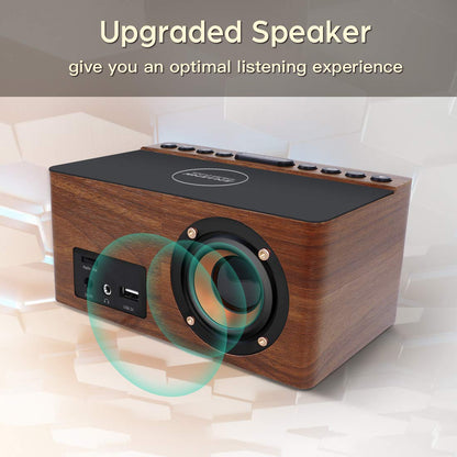 Digital Alarm Clock with FM Radio & Wireless Charging – Qi-Certified, LED Display, USB Port, Sleep Timer