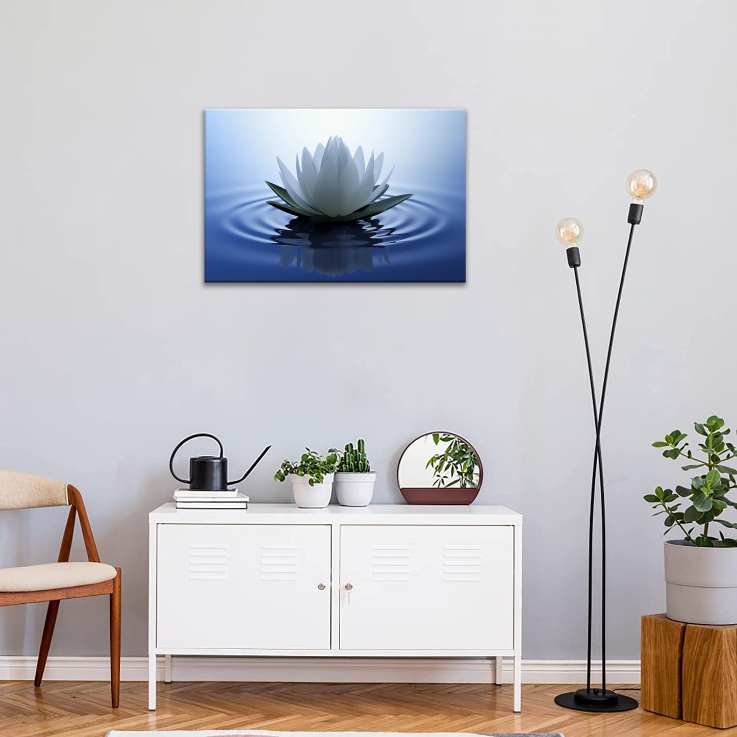 Impressions sur toile Art Lotus Floral Pictures Art mural pour décoration de bureau zen Affiche de méditation Peinture d'art moderne encadrée prête à accrocher (12x16 pouces) 