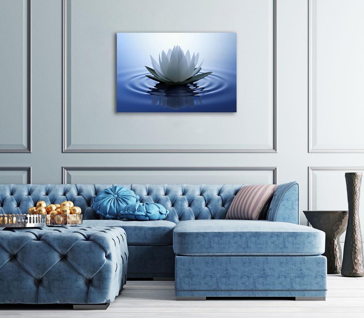 Canvas Prints Art Lotus Floral Pictures Wall Art for Zen Office Decor Meditation Poster Modern Artwork Painting Framed Ready to Hang(12x16inch)