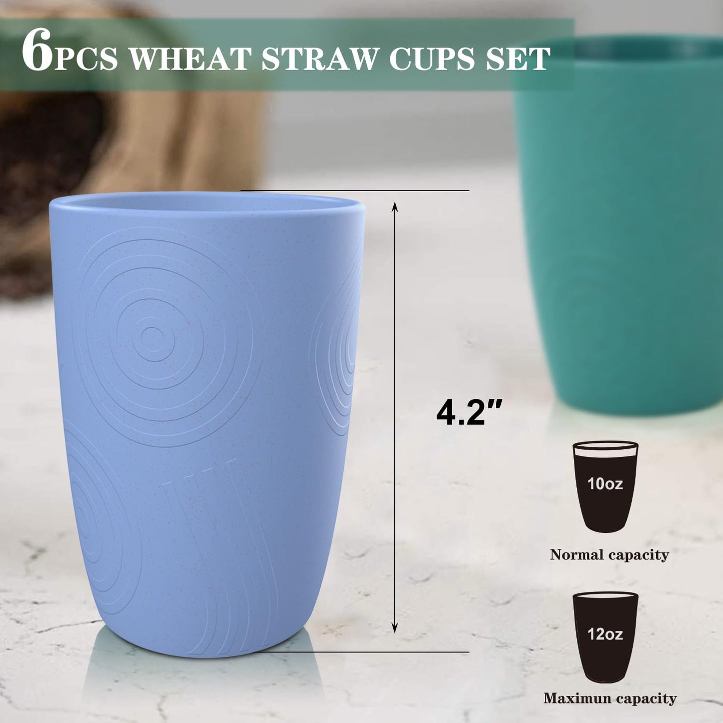 Homienly Wheat Straw Cups Plastic Cups Unbreakable Drinking Cup Reusable Dishwasher Safe Water Glasses Plastic Stackable Water Tumblers in Multi color(20 OZ 8 PCS)