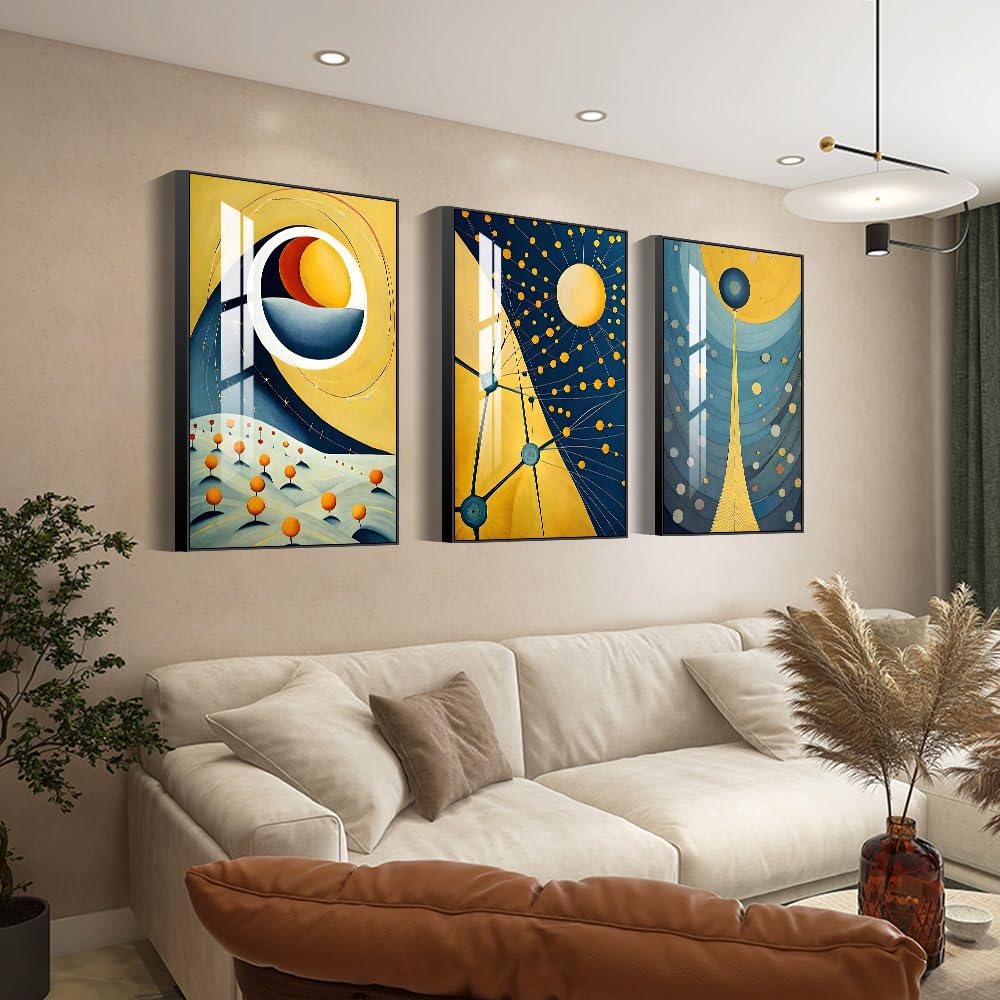 Framed Wall Art Set of 3 Bright Posters & Prints, Modern Abstract Aesthetic Pictures Decor For living room Bedroom Kitchen Office. Wall Art Decor Are Great Gifts Choice (16" X 24" X 3 pieces)