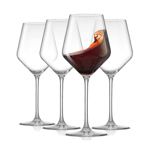 Verres à vin rouge italien JoyJolt Layla, lot de 4, 17 oz, transparents – Fabriqués en Europe 