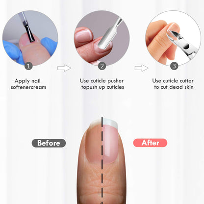 Cuticle Trimmer & Pusher – Professional Stainless Steel Manicure/Pedicure Tool for Nails