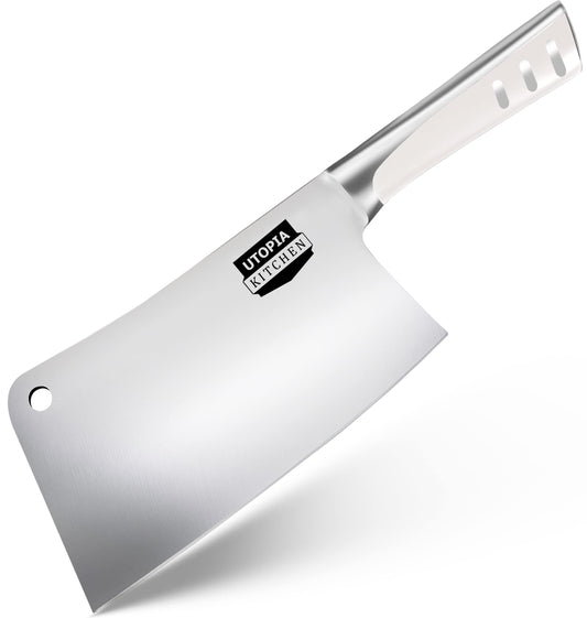 Utopia Kitchen 8 Inch Cleaver Knife Stainless Steel Chopper Butcher Knife for Home Kitchen and Restaurant Black