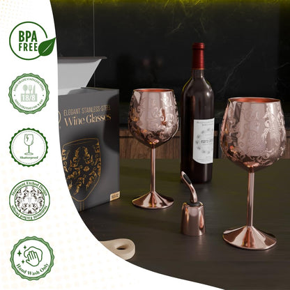 17oz Stainless Steel Wine Glasses [Set of 2]–Royal Goblets