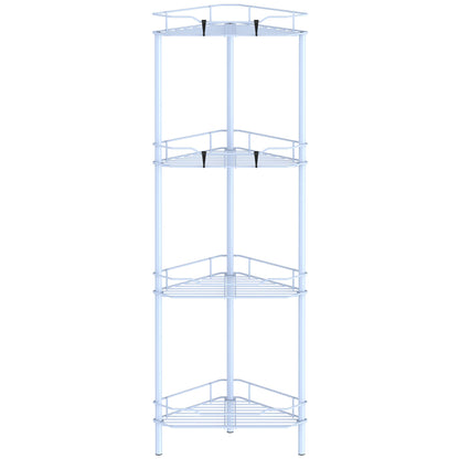 4 Tier Floor Standing Corner Shower Caddy Organizer Shelf with Hooks