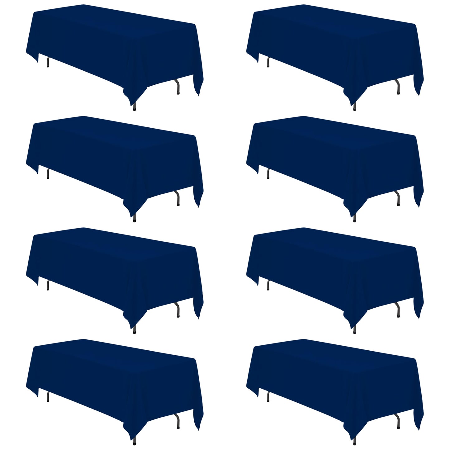 BRILLMAX Lot de 6 nappes bleu marine pour tables rectangulaires de 8 pieds 60 x 126 pouces - Tissu en polyester rectangulaire en vrac de 8 pieds lavable pour réception de mariage, banquet, fête, buffet, restaurant 